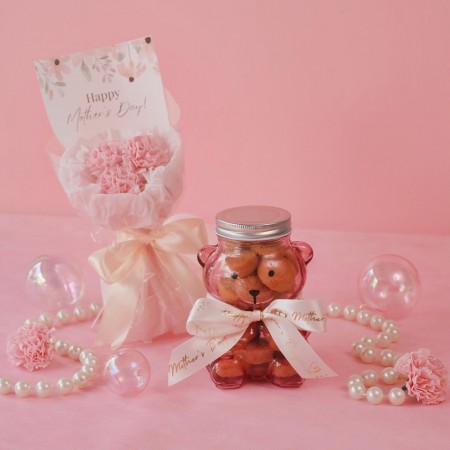 Teddy Cookie & Carnation Soap Flower Mini Bouquet