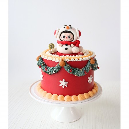 Labubu Snowman Christmas Cake