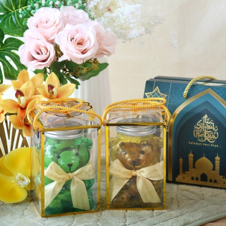 Teddy Bear Hari Raya Cookie (Set of 2 Glass Jar Bottle Cookie)